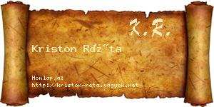 Kriston Réta névjegykártya